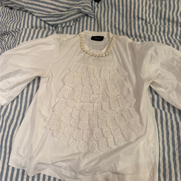 Simone Rocha White Blouse with Lace Accents - Picture 2 of 5